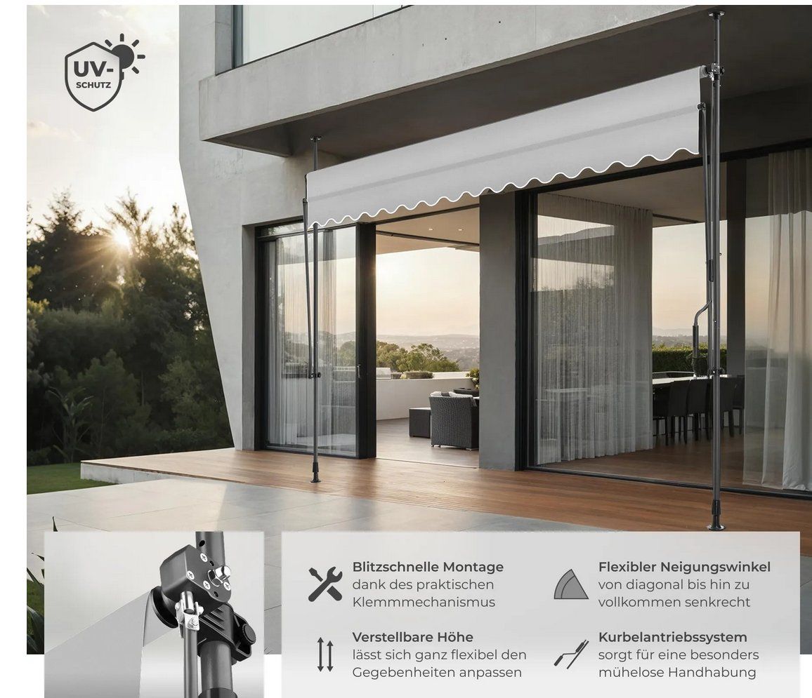 Tende da sole: Klemmmarkise hellgrau 350 x 180 cm – Nuovo (secondo la descrizione) da Steinhausen venduto da Retourenprofis 1