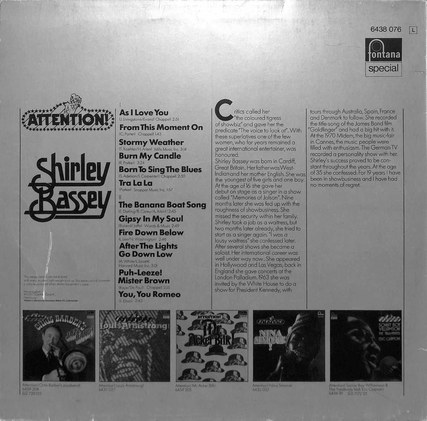 Schallplatten: LP: Shirley Bassey - Attention – Gebraucht aus Trimmis von Dres2 1