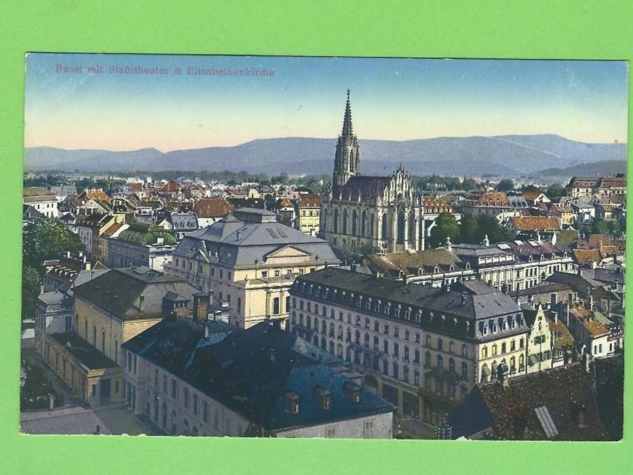 Cartoline postali: Basel mit Stadttheater & Elisabethenkirche – Usato da Zürich venduto da t24_de
