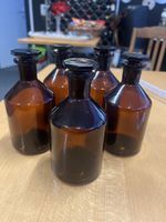 5 Apothekerflaschen Braun Glas 14.5cm Deko Vintage
