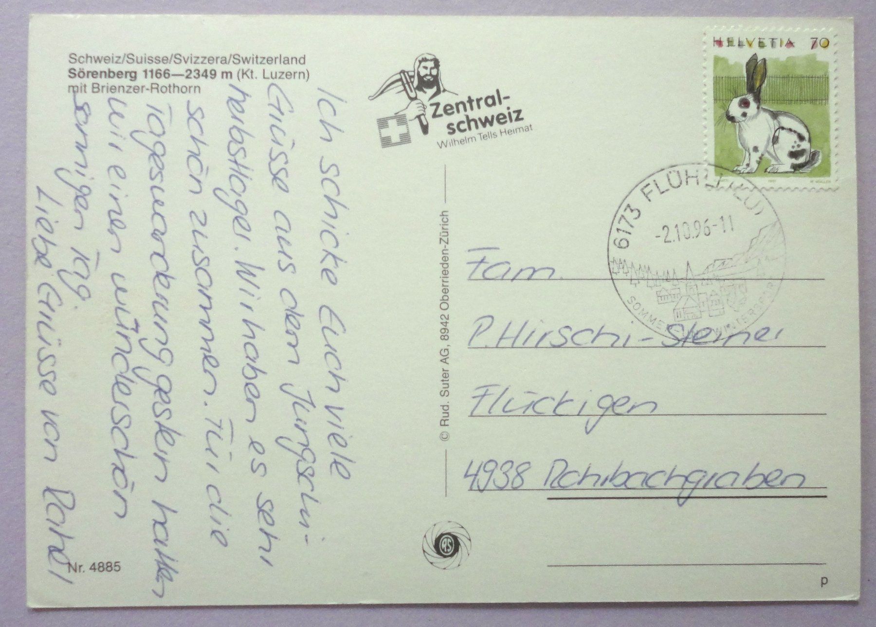 Cartoline postali: Sörenberg mit Brienzer Rothorn – Usato da Fétigny venduto da Billy2miny 1