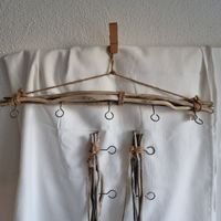 3 Stk Holzaufhänger mit Hanfschnur mit 5 Hänger - NEU
