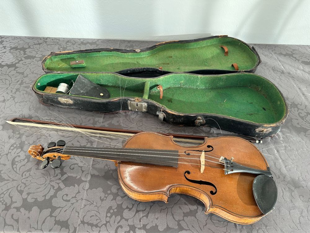 Mini Violon En Bois Avec Support - Décoration Maison De Poupée, 9x3.2 Cm, Accessoire Réaliste