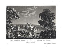 Rheinau  Aquatinta von Mähly Schabelitz