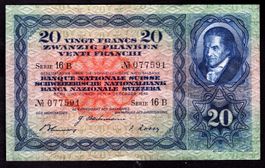 BANKNOTE TYP PESTALOZZI 1942 SIGNIERT ROSSY SELTEN !!!!