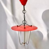 Lanterne suspension Stilnovo métal émaillé laiton verre