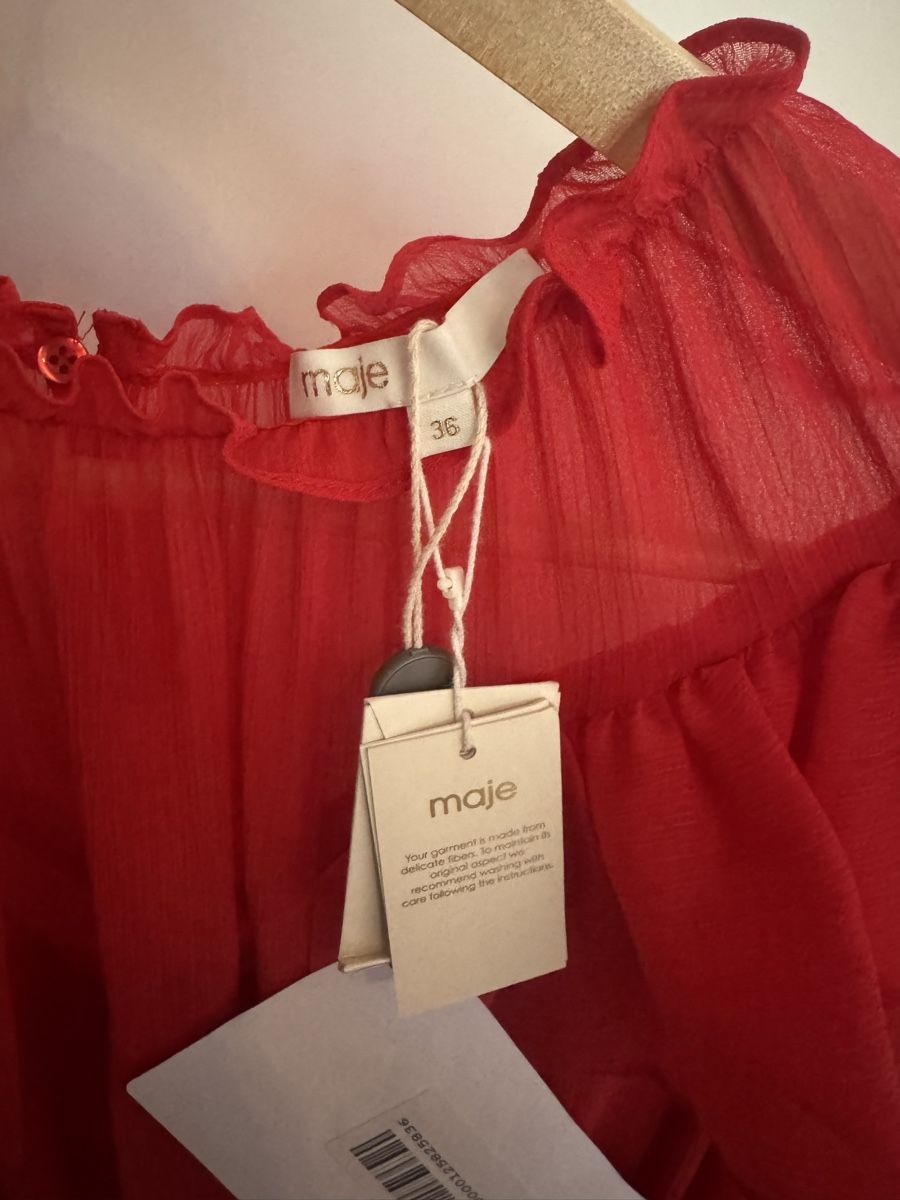 Maje Robes: Maje Red Chiffon Ruffle Maxi Dress 36 – Neuf avec emballage d'origine à Zürich par dan_ztl5 1