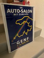 Vintage Auto-Salon Genf Plakat 1988 gerahmt