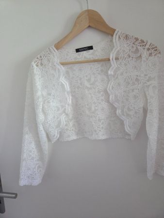 Eleganter Spitzenbolero / Kurzjacke Weiss – Gr. S