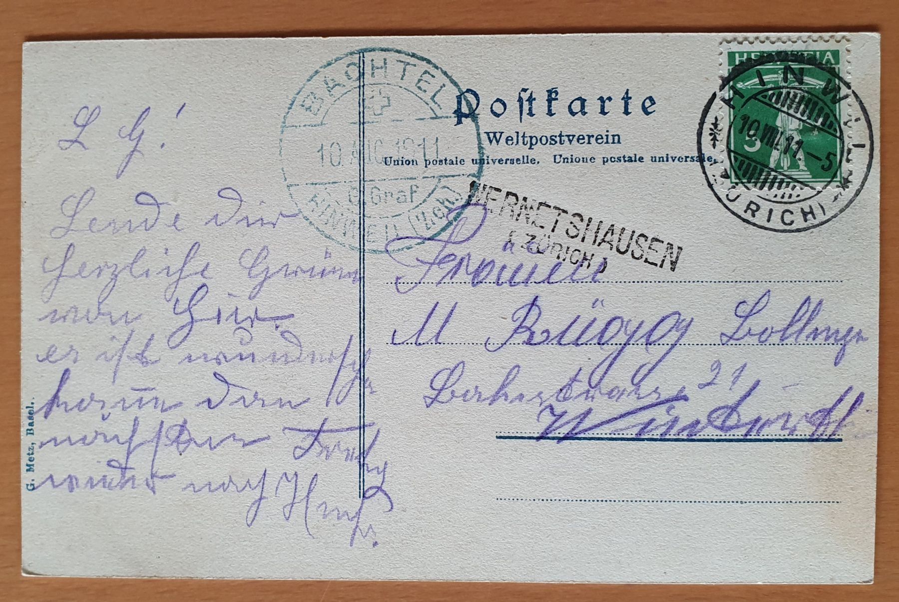 Cartoline postali: Bachtel - Kulm 1911 – Usato da Kreuzlingen venduto da Rschweiz1 1