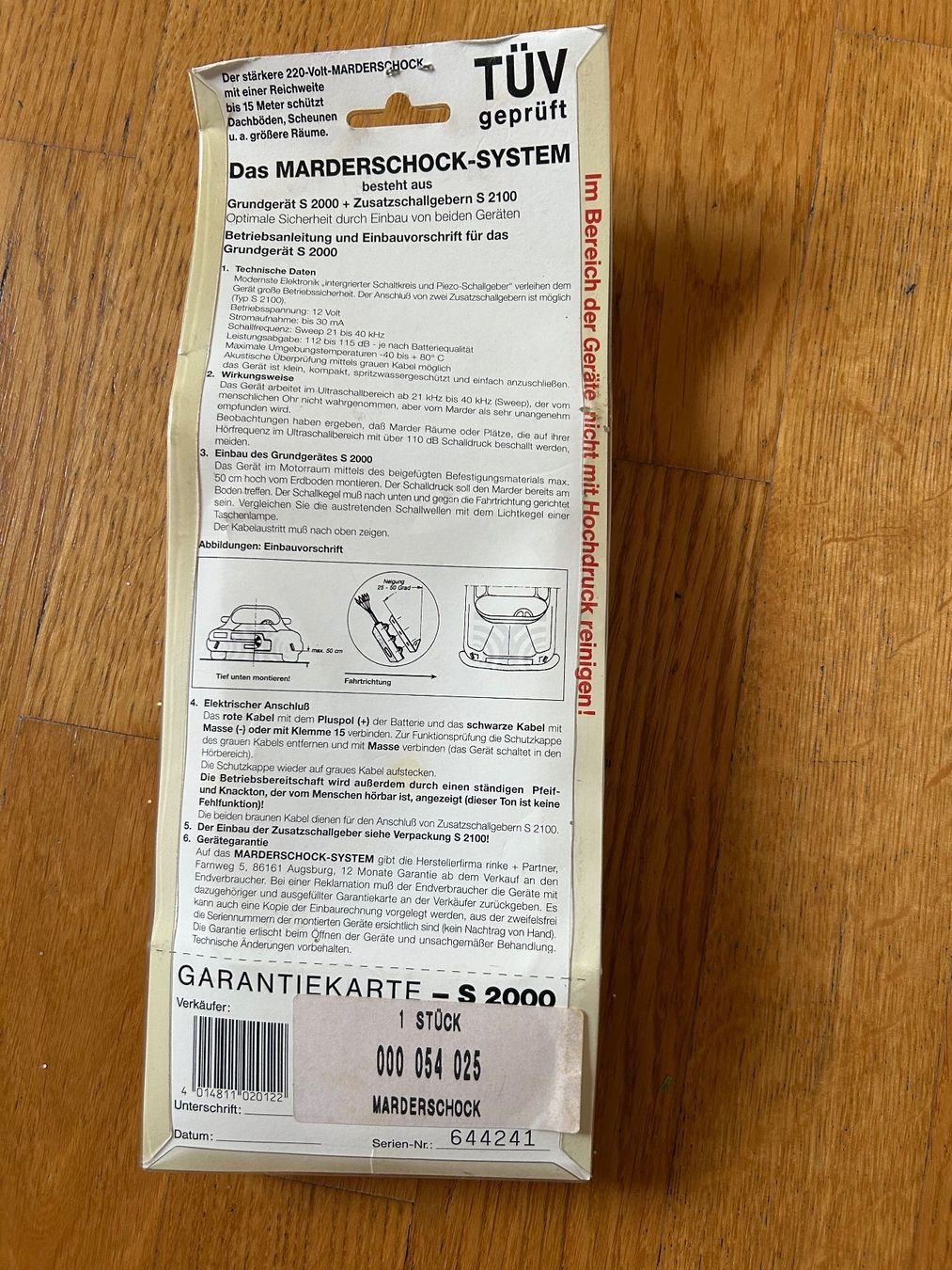 Componenti elettronici: Marderschock-System NEU, Tüv geprüft – Nuovo e nell'imballaggio originale da Hittnau venduto da kleen 1