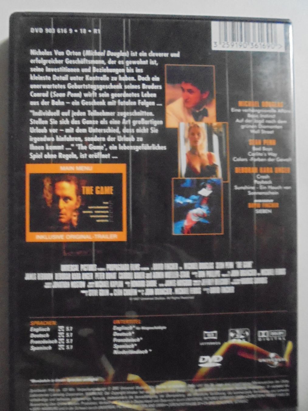 Tutti i DVDs: " The Game " Michael Douglas, Sean Penn.  français + E + D – Usato da Crissier venduto da Promopost 1