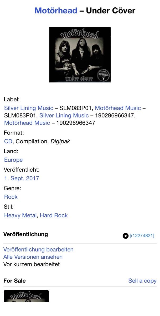 CDs: Motörhead. under cöver mit booklet  – Neu (gemäss Beschreibung) aus Faulensee von Mizuno06 8