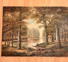 Ölgemälde, Waldsee-Motiv, Herbststimmung pur, Top Zustand