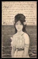 Raphael Kirchner: Hübsche Frau mit Blum