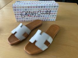 Ledersandalen, NEU, Grosse 40, off white , made in Spain