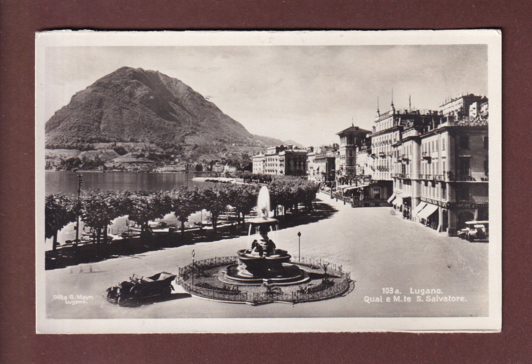 Ansichtskarten: LUGANO - Fontana - Auto - 1934 – Gebraucht aus Pully von nicecards