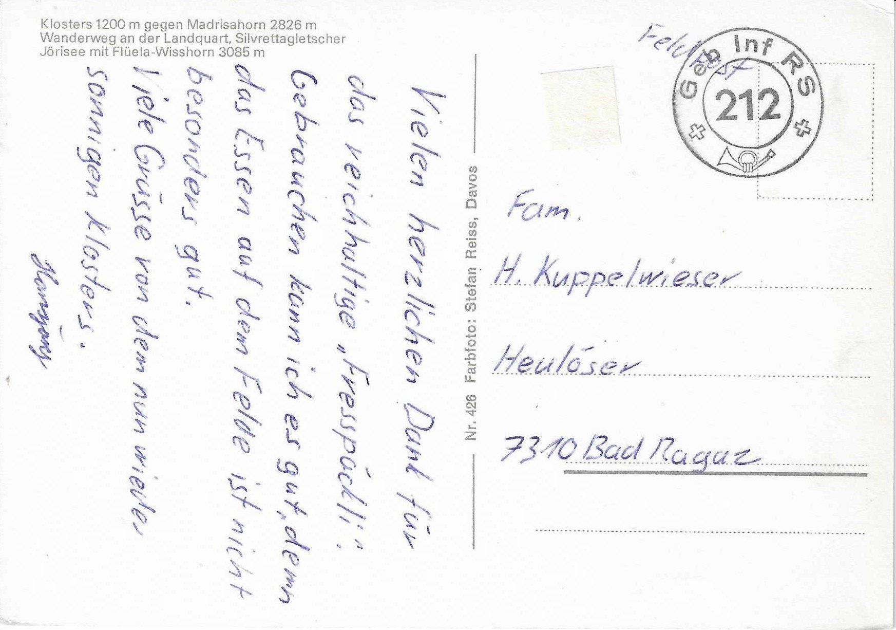 Cartoline postali: Klosters GR – Usato da Rothrist venduto da Stranglehold 1