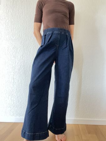 Damen Jeans Hose weit geschnitten dunkelblau neuwertig