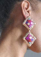 Boucles d'oreilles vintage losange violettes et dorées ✨ ...