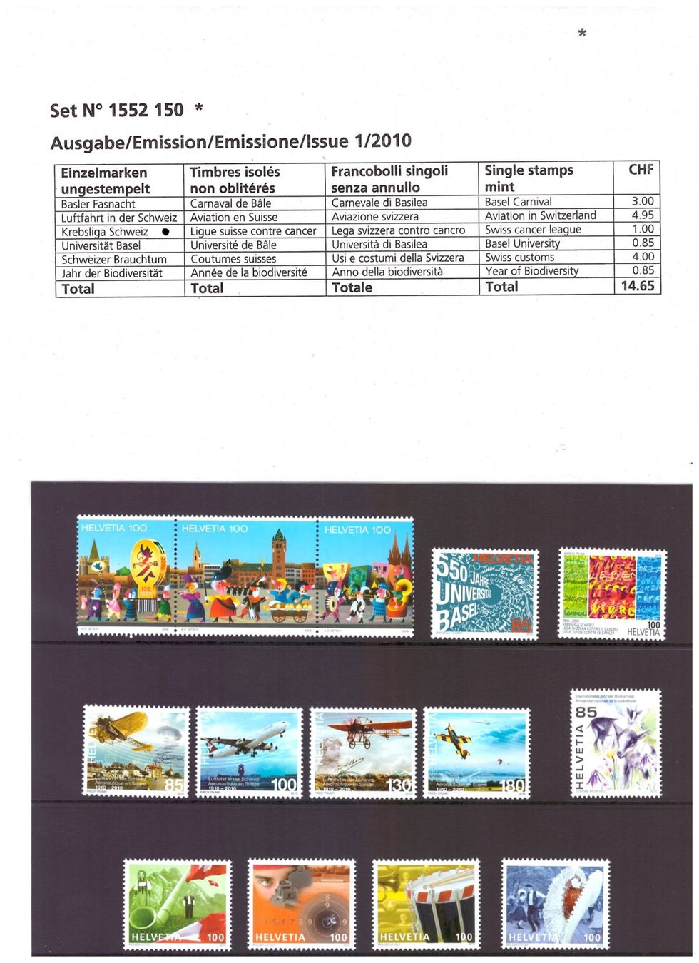 Alle Briefmarken: CH Briefmarken Ausgaben 2010 – Neu und originalverpackt aus Chur von marcbruni