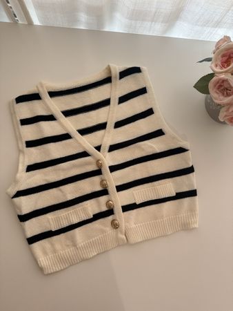 Strickweste Shein gestreift weiss schwarz Grösse L neu