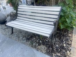Gartenbank Metall Holz  beige gebraucht