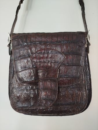 Vintage Kroko-Leder Umhängetasche Braun
