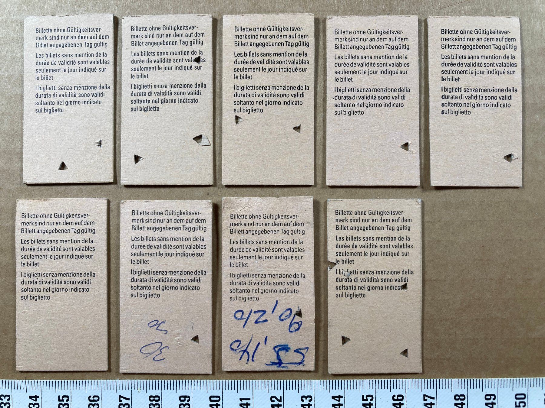 Tickets: Frauenfeld, 9 Edmondsonsche Bahn Billette, 1983 / 1984, SBB – Gebraucht aus Lenzburg von fh1 1