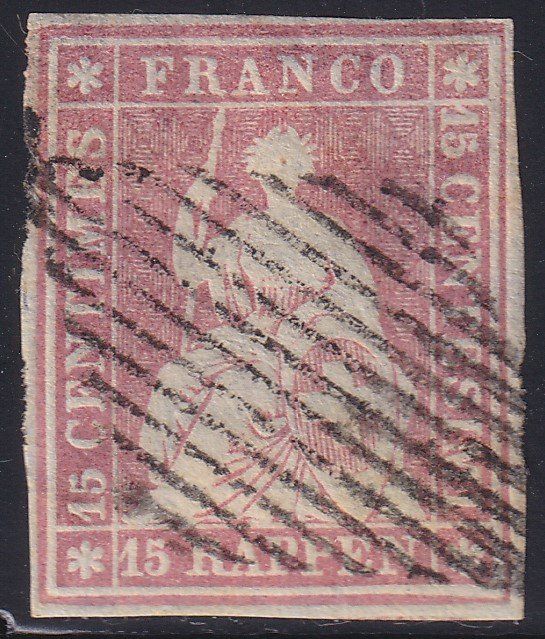 Tutti i francobolli: 1854/62 STRUBEL Zst.Nr.24Aa – Usato da geneve venduto da philatelie-marchand