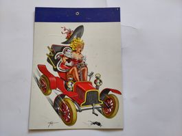 Pinup Karikatur von Ernst Schoenenberger ca. 1950