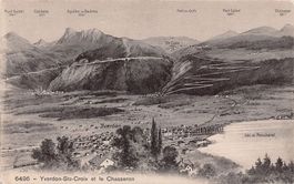 Vogelschau-AK: Yverdon-Ste-Croix, Chasseron, circulée 1911