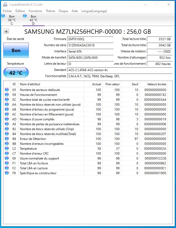 Samsung Harddisks: SSD Samsung PM871 - 256 Go – Gebraucht aus Lausanne von syrinks 1