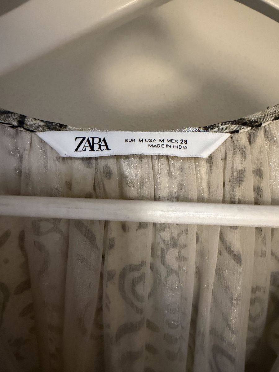 Zara Kleider: Zara Kleid langarm / hellgrün/schwarz/silber / Grösse M – Gebraucht aus Jona von dar_k2v9 2
