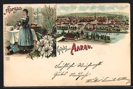Litho Aarau, Ortsansicht aus der Vogelsc
