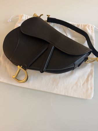 Dior Saddle Bag schwarz Leder Gold Hardware sehr gut