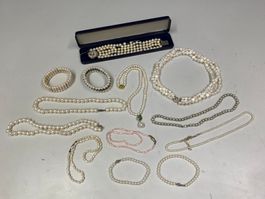 LOT Perlen- Ketten Konvolut Silber-Schmuck //i537