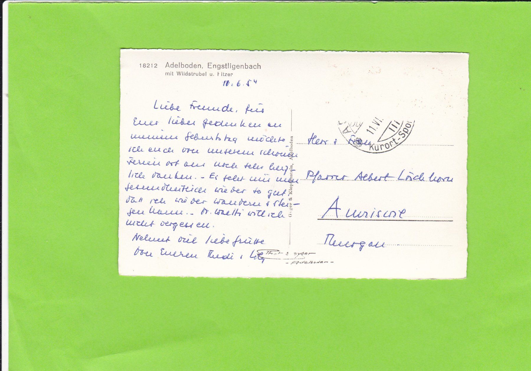 Cartoline postali: Adelboden, Engstligenbach – Usato da St. Peterzell venduto da neckertal 1