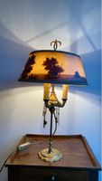 Aussergewöhnliche Vintage Lampe mit bedrucktem Lampenschirm