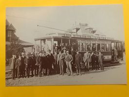 Postkarte first streetcar Tram Palo Alto California