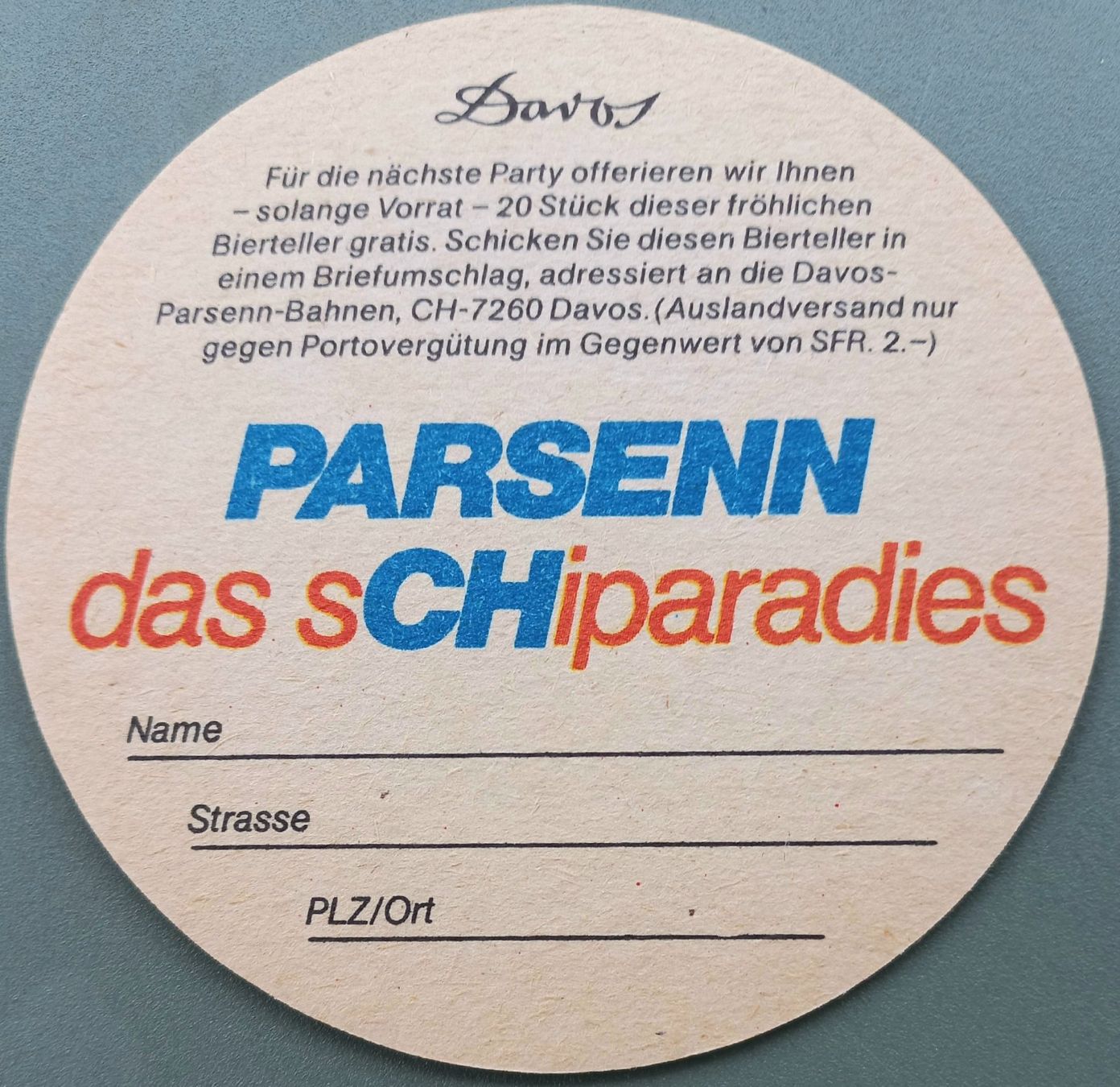 Sottobicchieri: Bierdeckel - Parsenn, Skigebiet - CH – Usato da Niederuzwil venduto da lubimaja 1