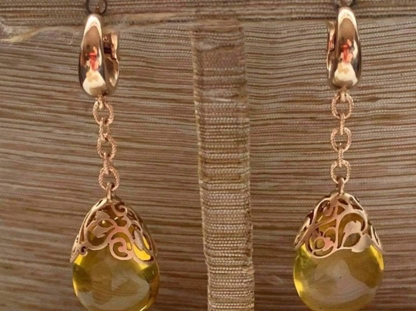 Vintage Ohrringe Gold Große Retro Ohrringe Clip-On - Schildkröte Bernstein Lucite Design - Vintage Style, Goldton - Ohne Piercing Nötig Retro Ohrringe Clip On