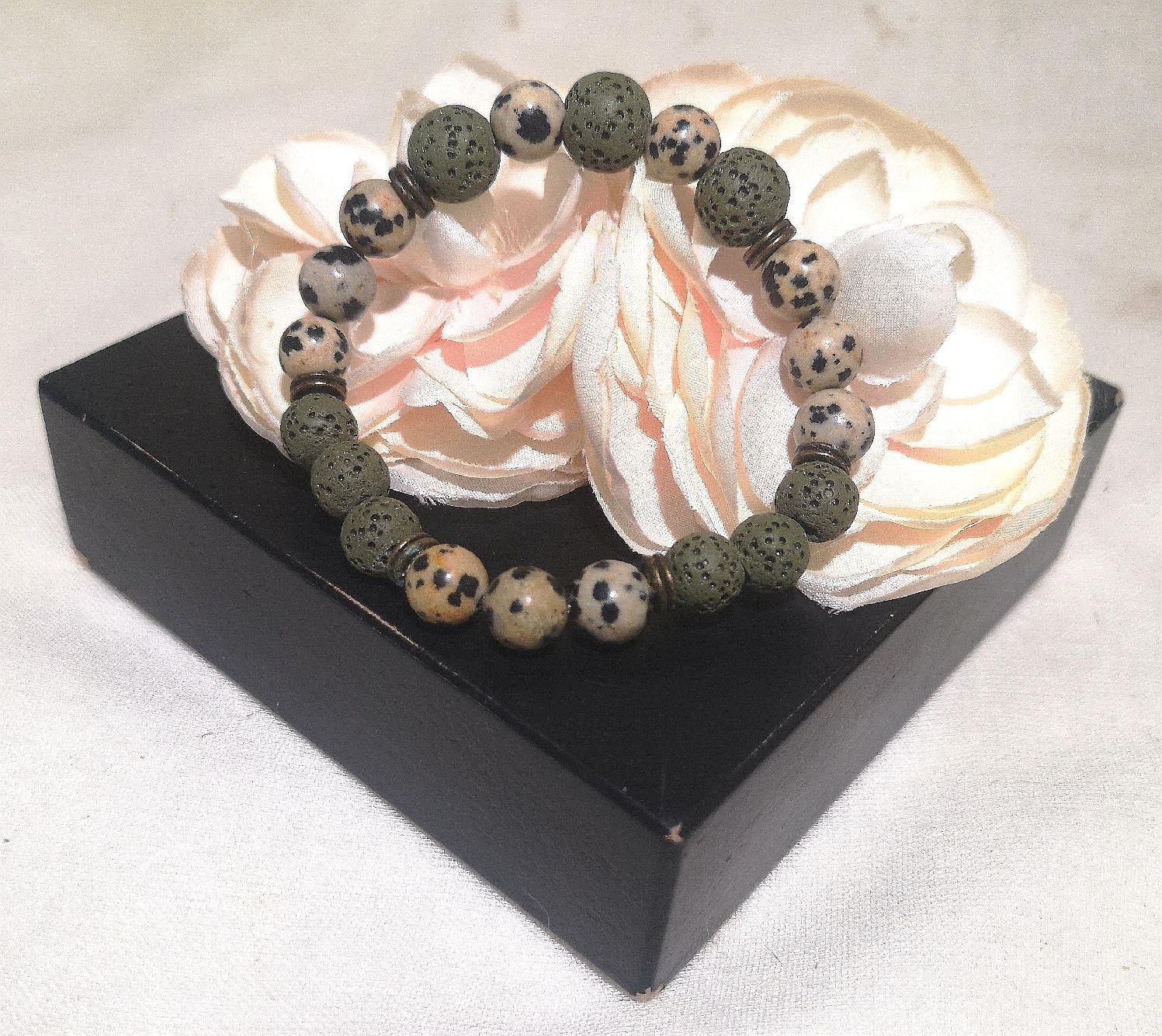 Bracciali & Braccialetti: Lava-Dalmatiner Jaspis Armk. - Spendenaktion – Nuovo (secondo la descrizione) da Unterkulm venduto da Nachtigall 8