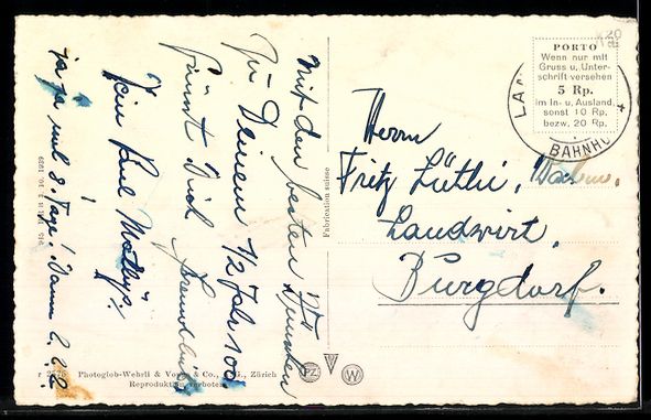 Cartoline postali: AK Huttwil, Gesamtansicht mit Kirche – Usato da Berlin venduto da bartko-reher 1