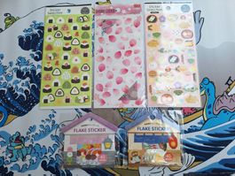 Lot Sticker Japan: 2x Flake Sticker + 3 Stickerbögen