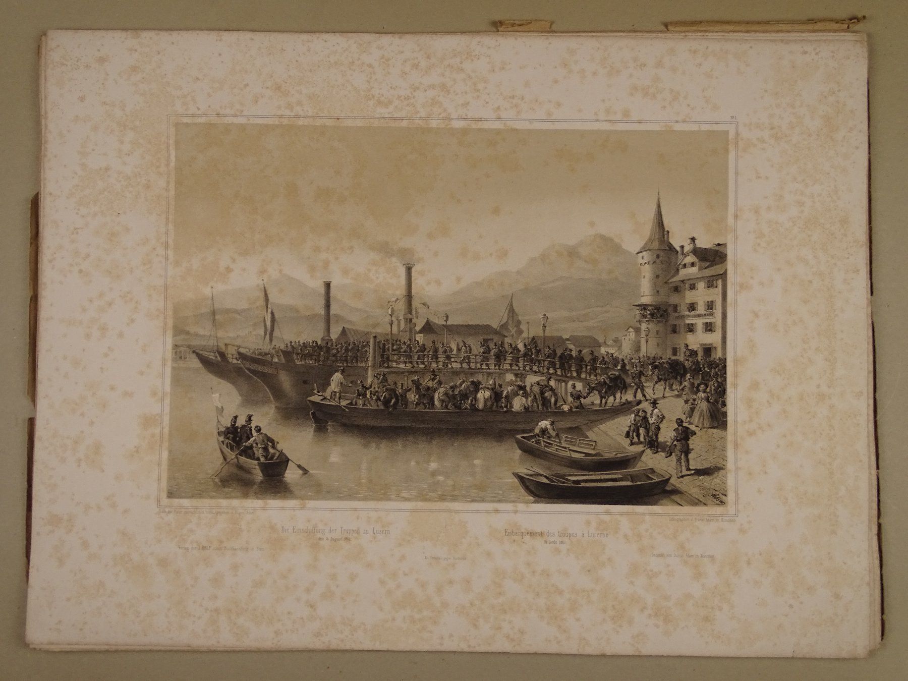 Stiche: TRUPPENZUSAMMENZUG 1861, 16 LITHOGRAPHIEN – Gebraucht aus Grüningen von Kartensammler 2