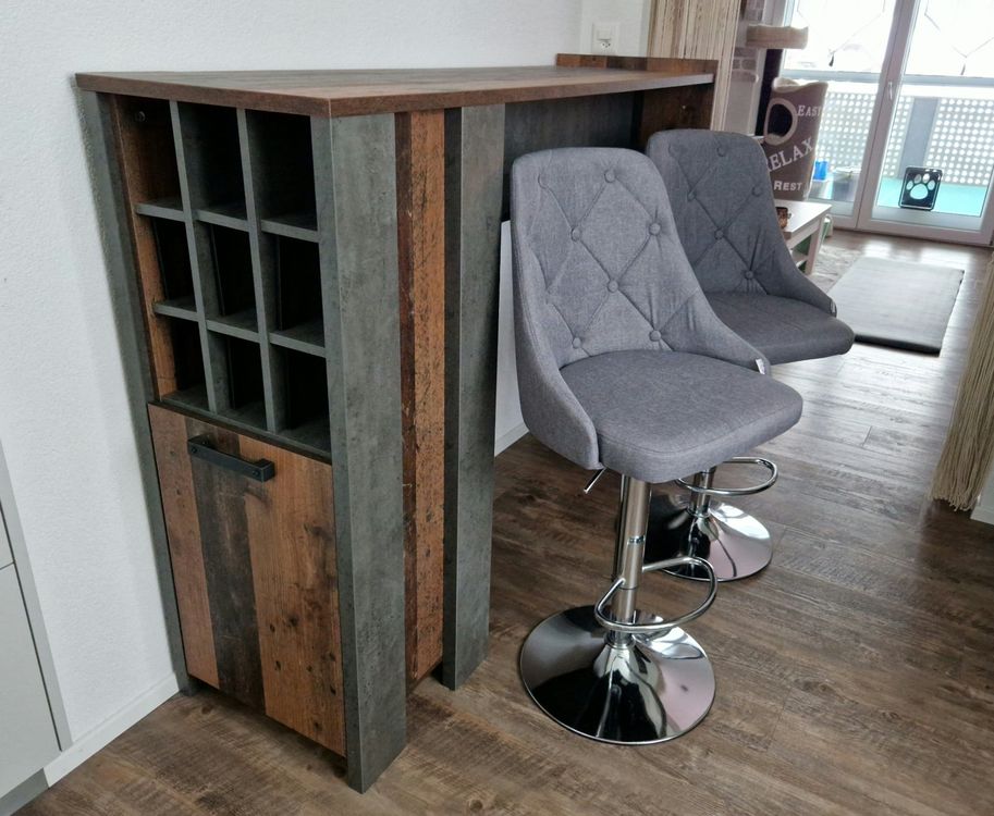 Ausziehbarer Bartisch 118-180cm Mit Stauraum - Kücheninsel In Weiß