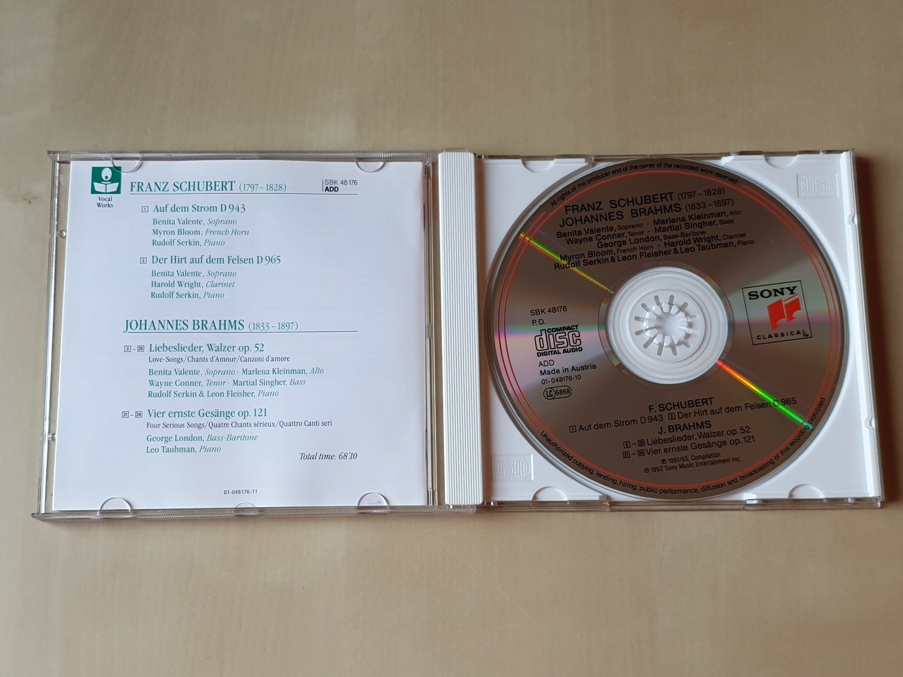 CD: Schubert & Brahms: Lieder – Usato da Stansstad venduto da collectorsshop 2