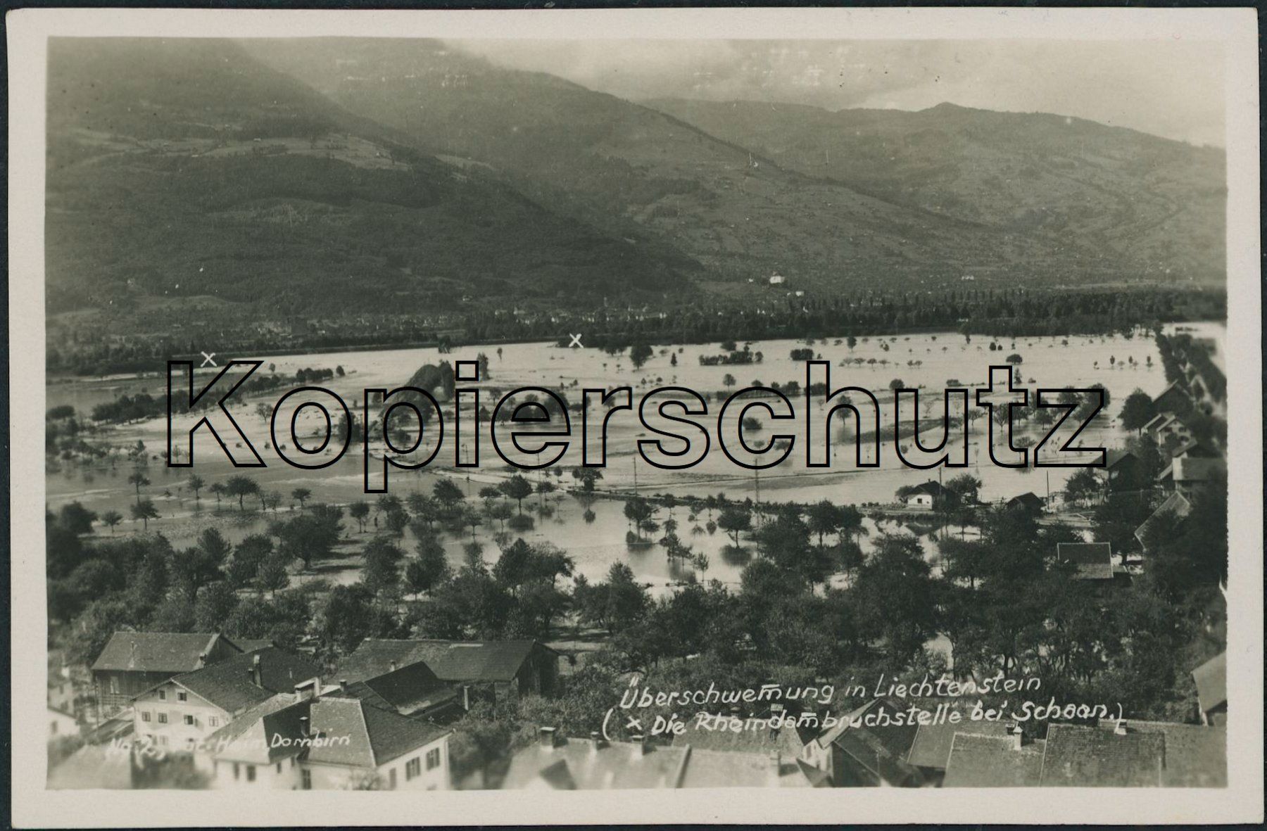 Ansichtskarten: FL Schaan - Hochwasser - Katastrophe – Neu (gemäss Beschreibung) aus Schindellegi von masutka7
