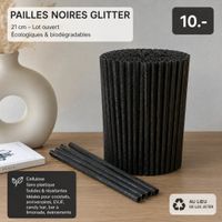 100er Set Schwarz/Glitter Einweg-Strohhalme aus Cellulose